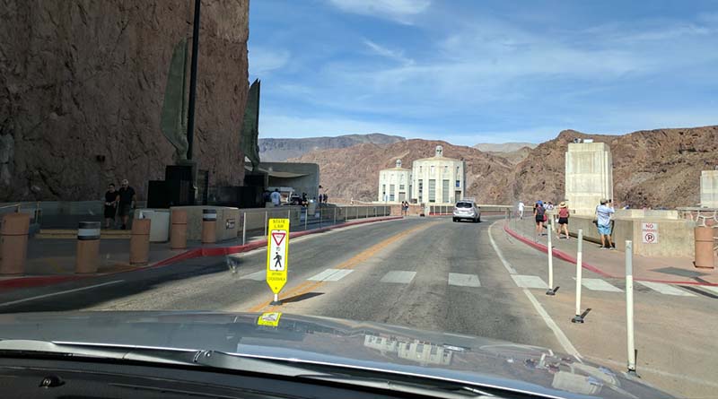 Driving over the Hoover Dam in 2017 -- a short but beautiful drive.